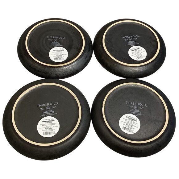 4 Threshold Black White Pumpkin Pattern Stoneware Dessert Appetizer Plates 6" - Picture 4 of 6